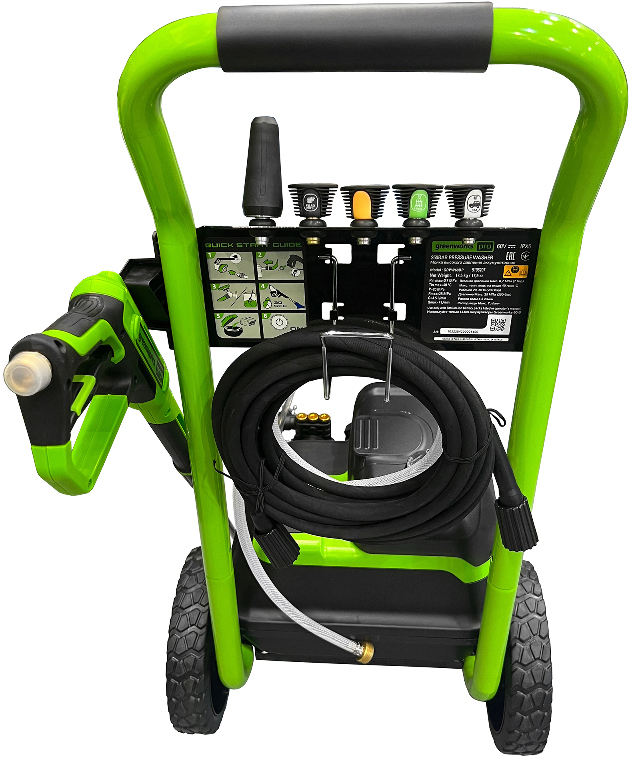 Автомойка GREENWORKS GDPW60DP 60V (без АКБ и ЗУ), 1.8 кВт, 250 бар, Зеленый вариант - 5